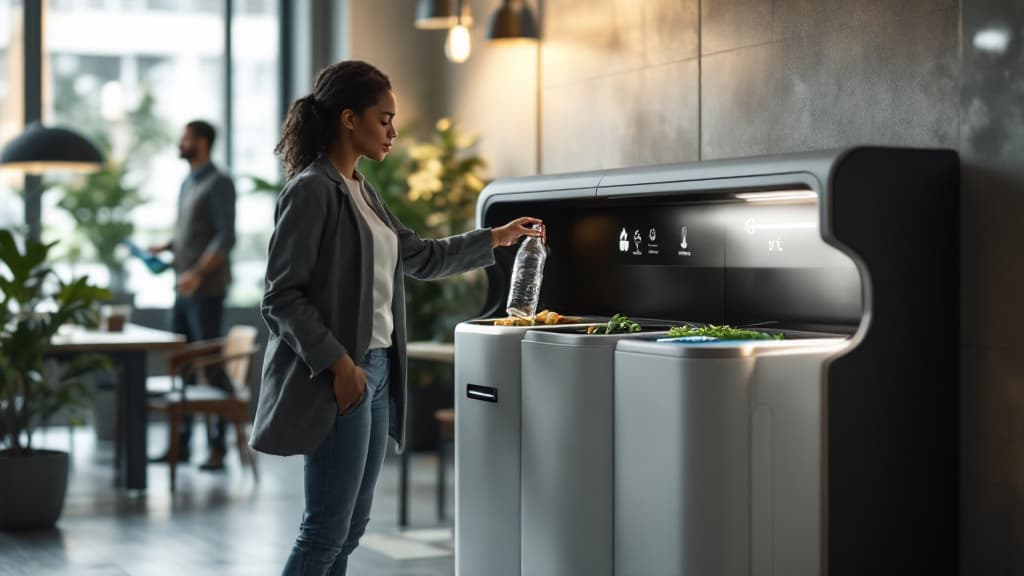 Smart waste container in use